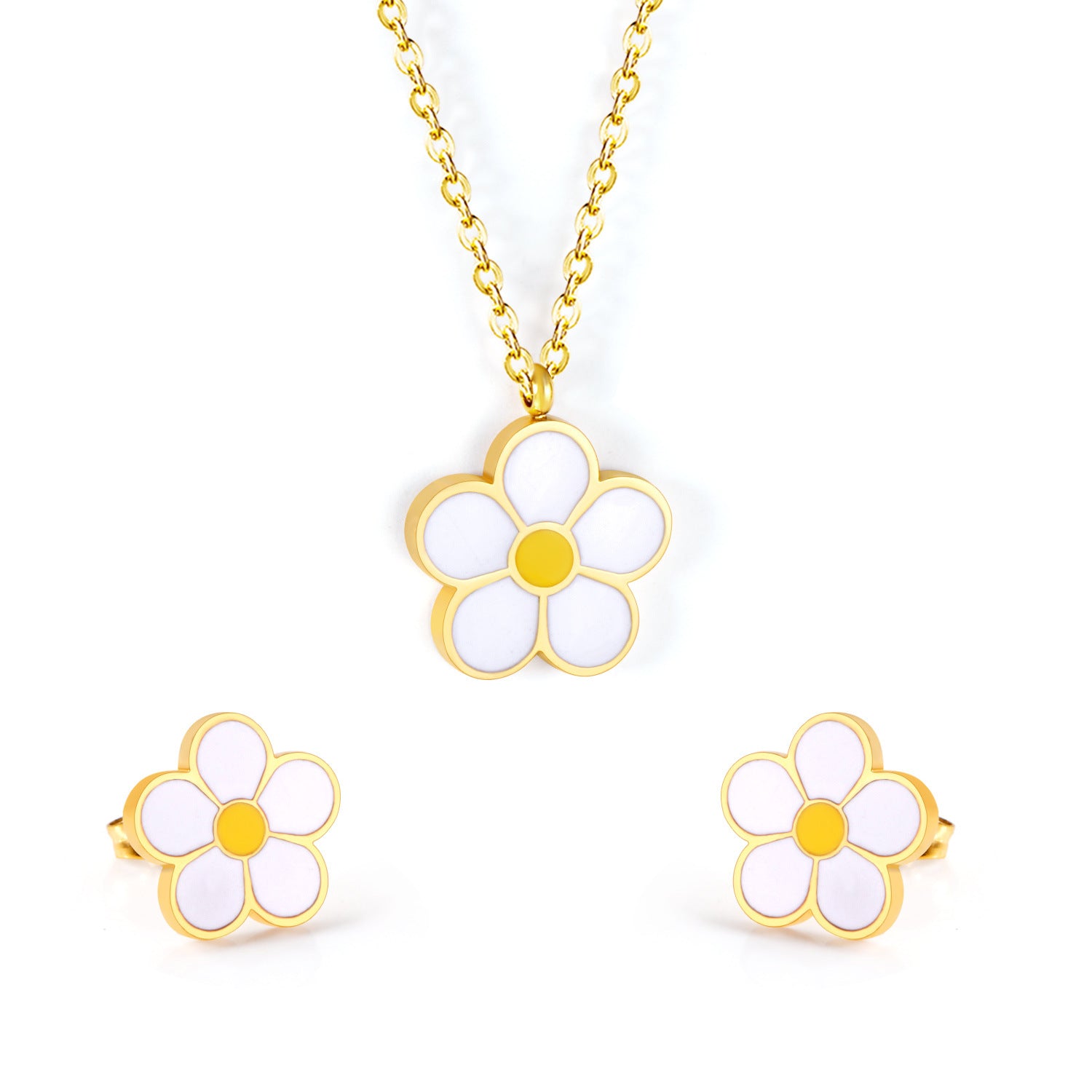 Damen Schmuckset mit blütenförmigem Anhänger und passenden Ohrsteckern Shop Nory
