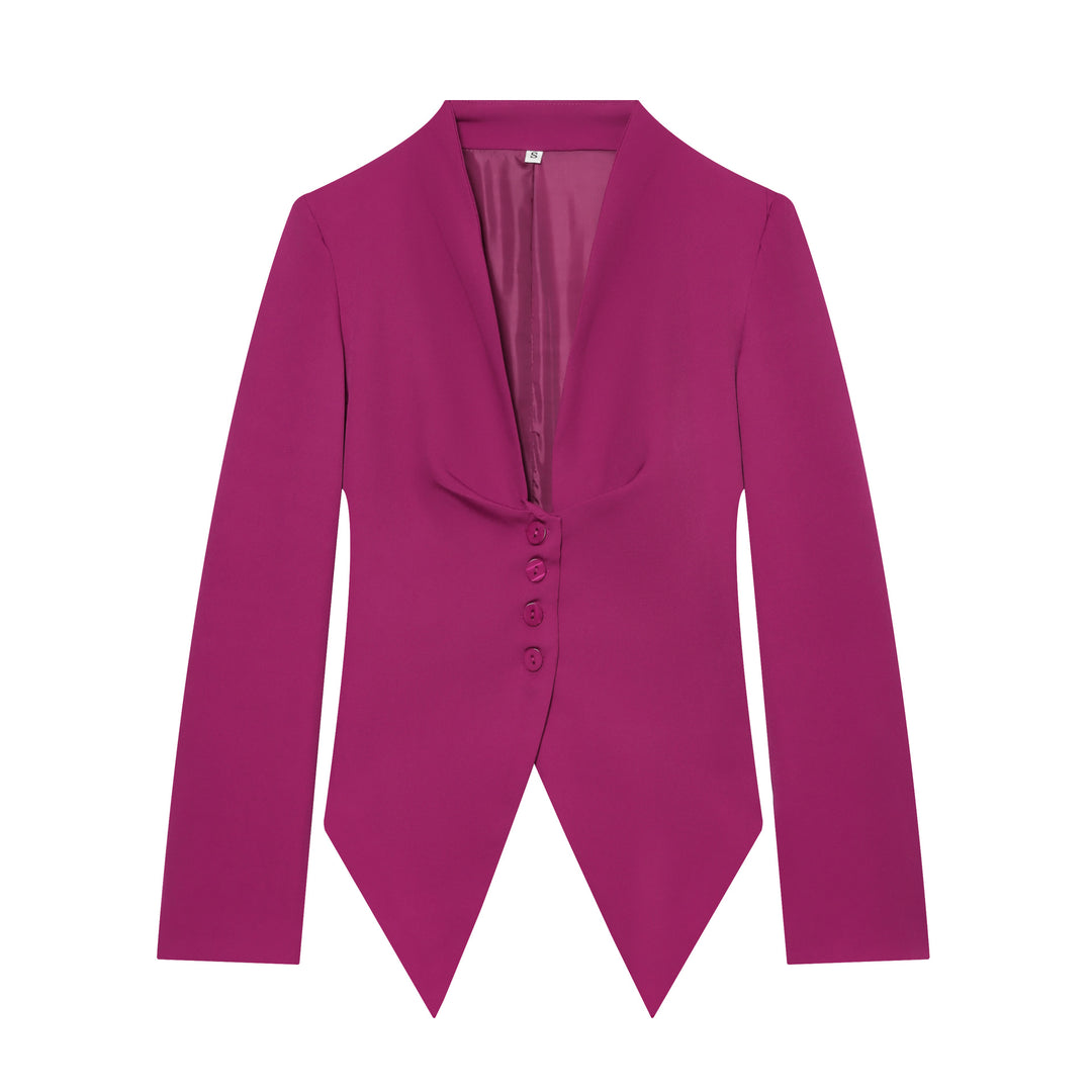 Damen taillierter Blazer mit spitzem Schößchen und tiefem V-Ausschnitt Shop Nory
