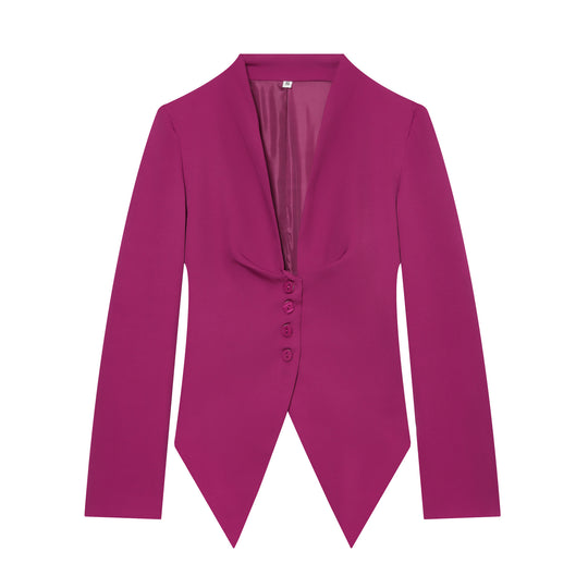 Damen taillierter Blazer mit spitzem Schößchen und tiefem V-Ausschnitt Shop Nory