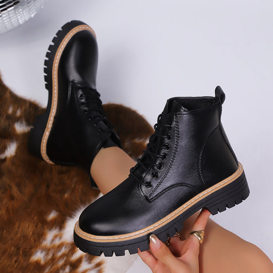 Damen Schnür-Boots mit profilierter Gummisohle und kontrastierender Ziernaht Shop Nory