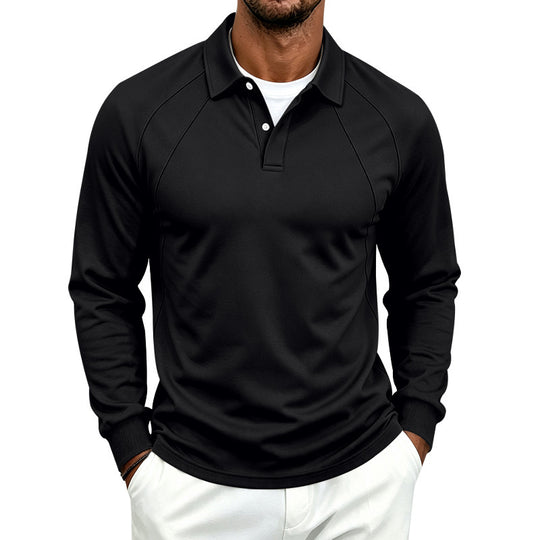 Herren Langarm-Polo aus feinem Baumwoll-Mix mit Raglannähten und Rippbündchen Shop Nory