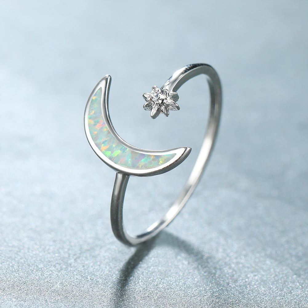 Damen Ring mit schimmerndem Monddesign und funkelnden Zirkonia Shop Nory