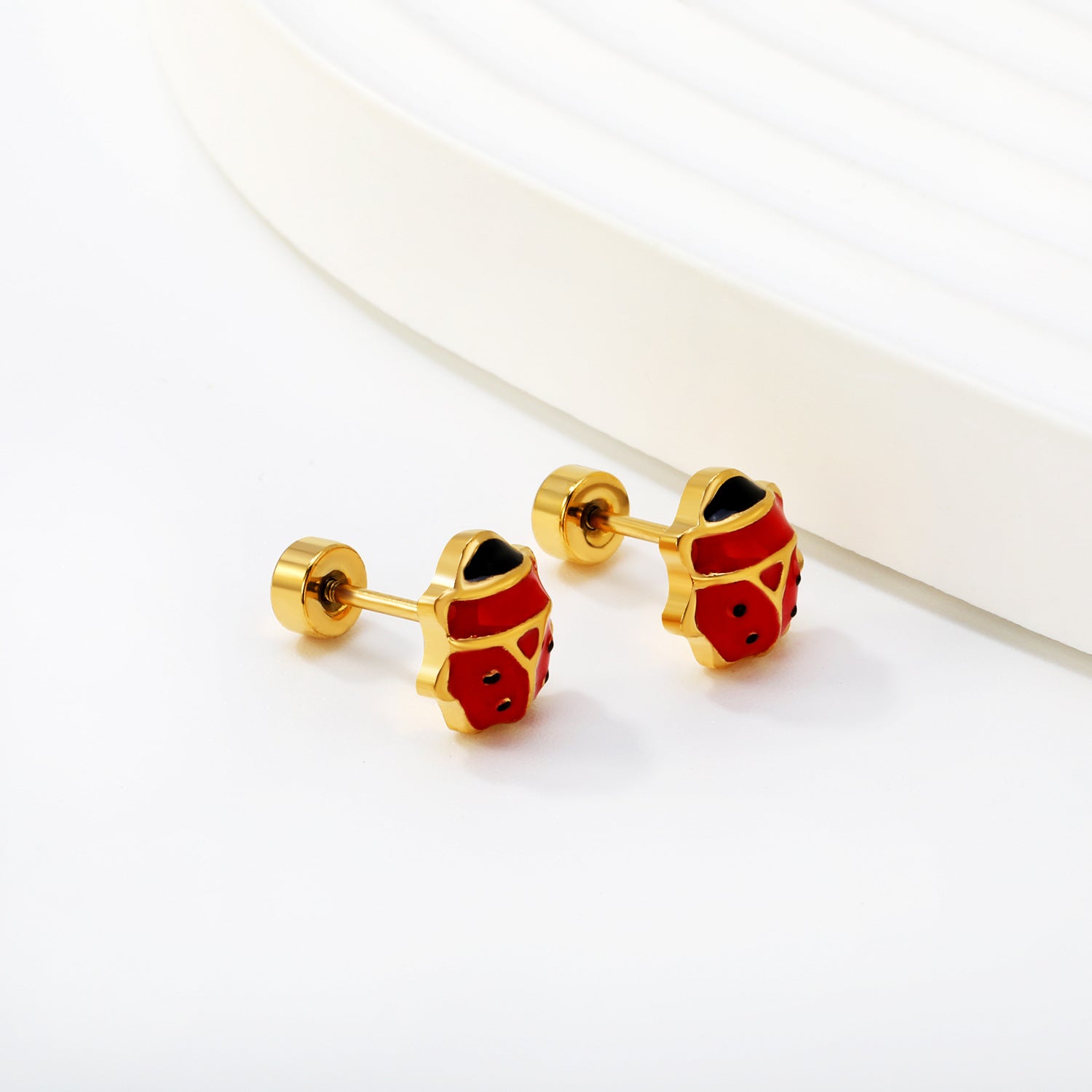 Damen Edelstahl Ohrstecker im niedlichen Marienkäferdesign Shop Nory