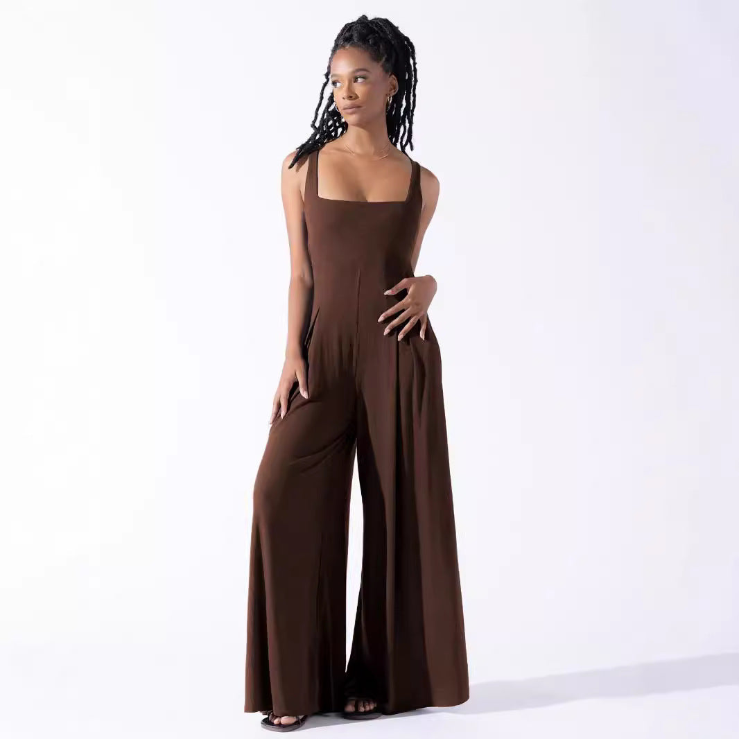 Damen Jumpsuit mit weit geschnittenem Bein und tiefem Rückenausschnitt
