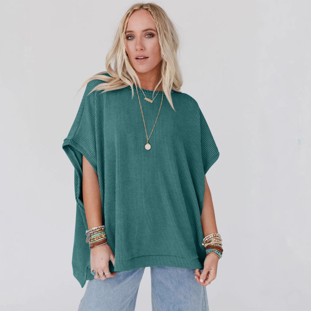 Damen Oversized T-Shirt mit Rippenstruktur Shopnory