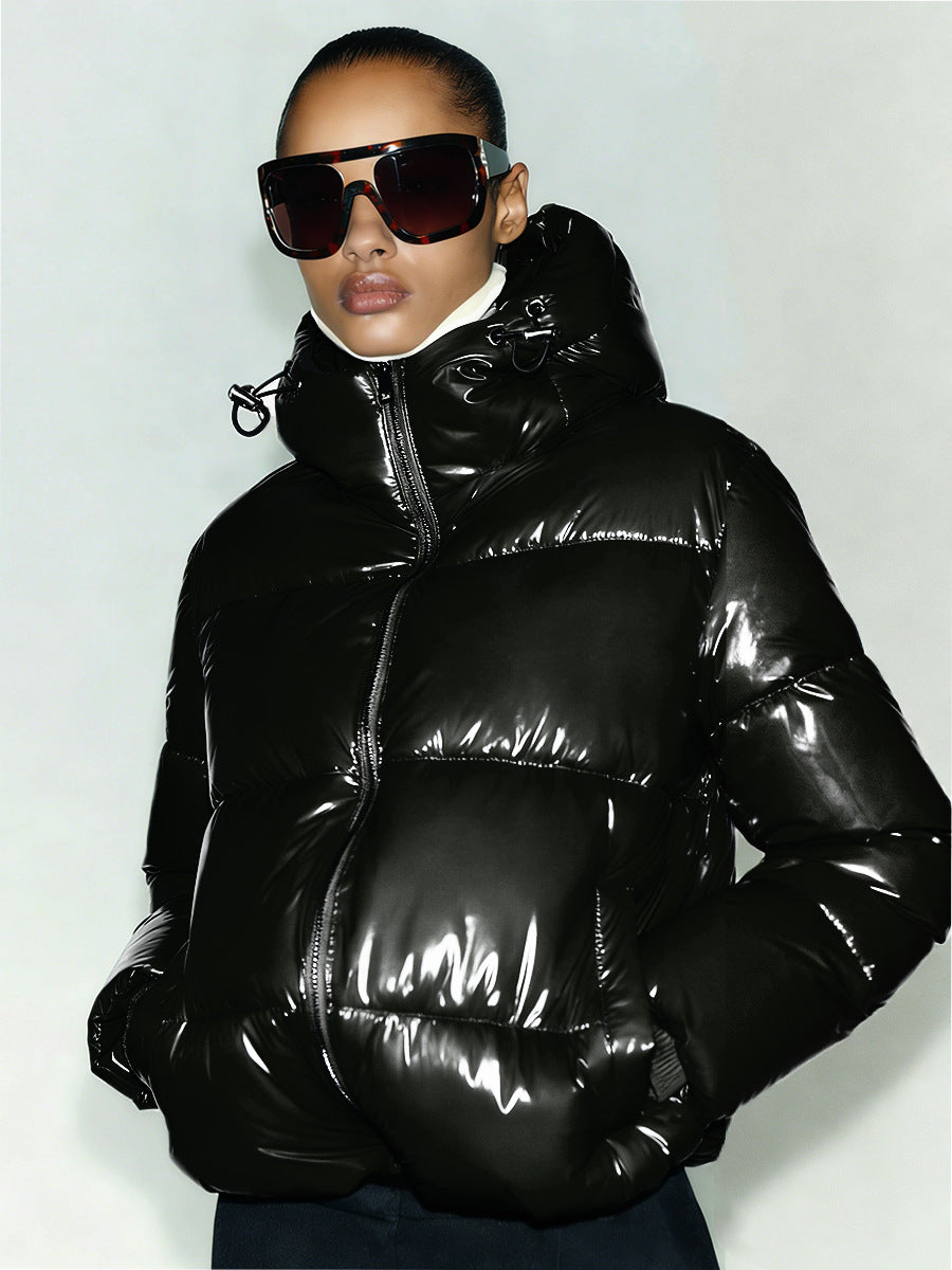 Damen Hochglanz Steppjacke mit hohem Kragen