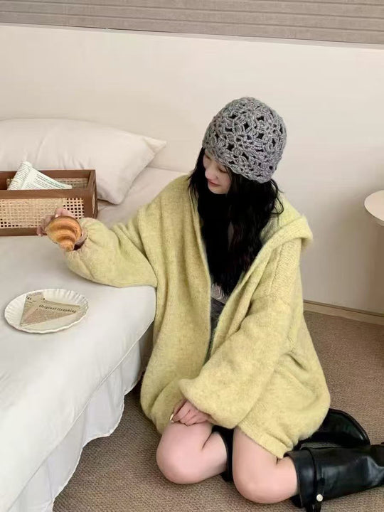Damen Flauschige Übergröße Strickjacke Shop Nory