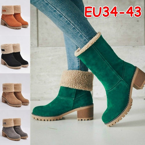 Damen Winterstiefel mit kuscheligem Kunstfellkragen und robustem Sohlenprofil