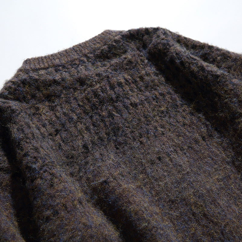 Damen Grobgestrickte Oversize-Cardigan mit Mohair-Optik und Rundhalsausschnitt Shop Nory