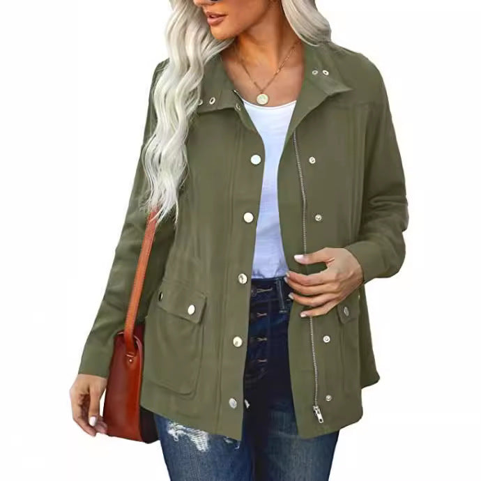 Damen Alltagsjacke mit funktionalen Taschen und Kapuze Shopnory