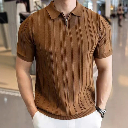 Herren Modisches Kurzarm-Polohemd mit Halbreißverschluss Shop Nory
