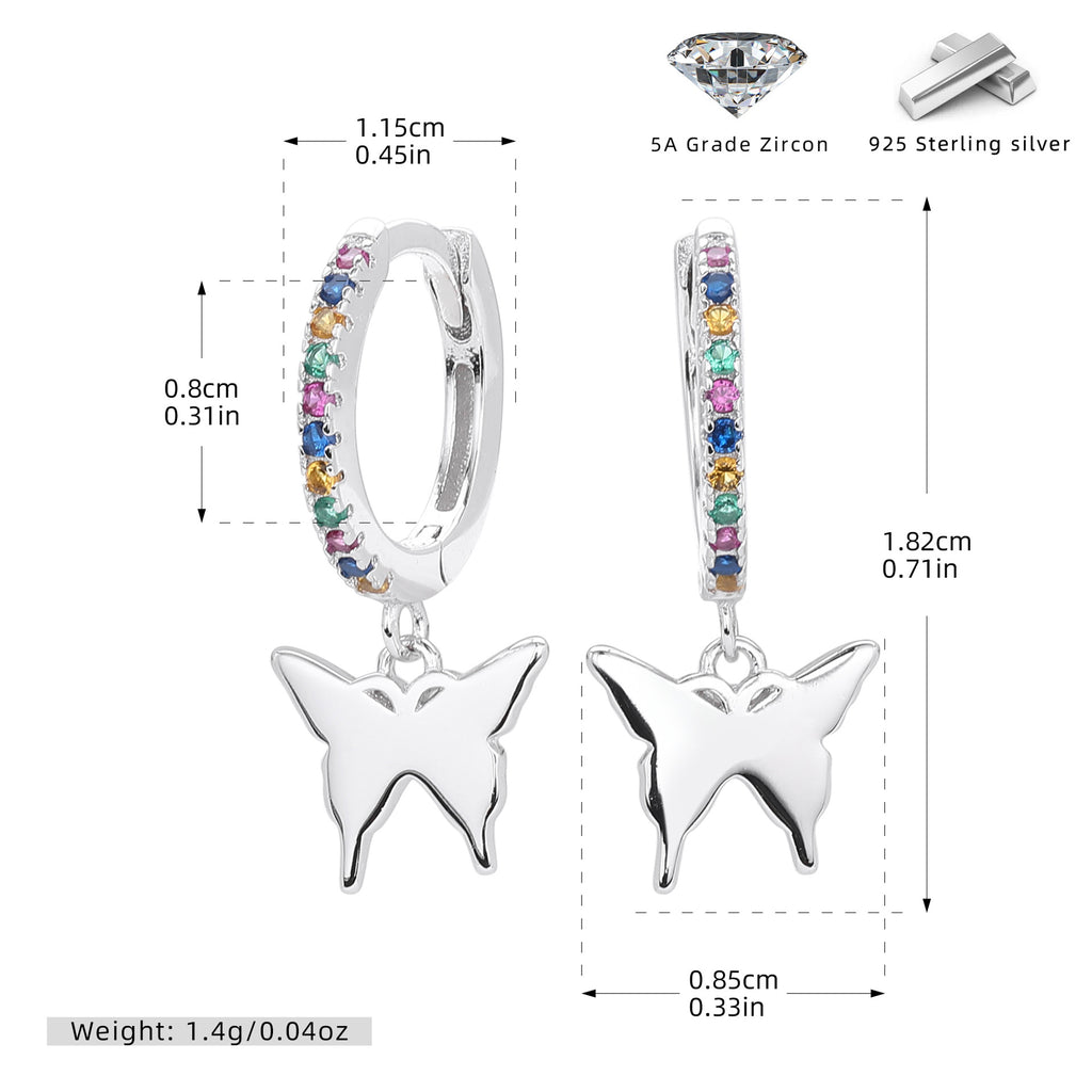 Damen Ohrhänger mit farbenfrohem Schmetterlingsanhänger aus hochwertigem 925 Sterling Silber Shop Nory
