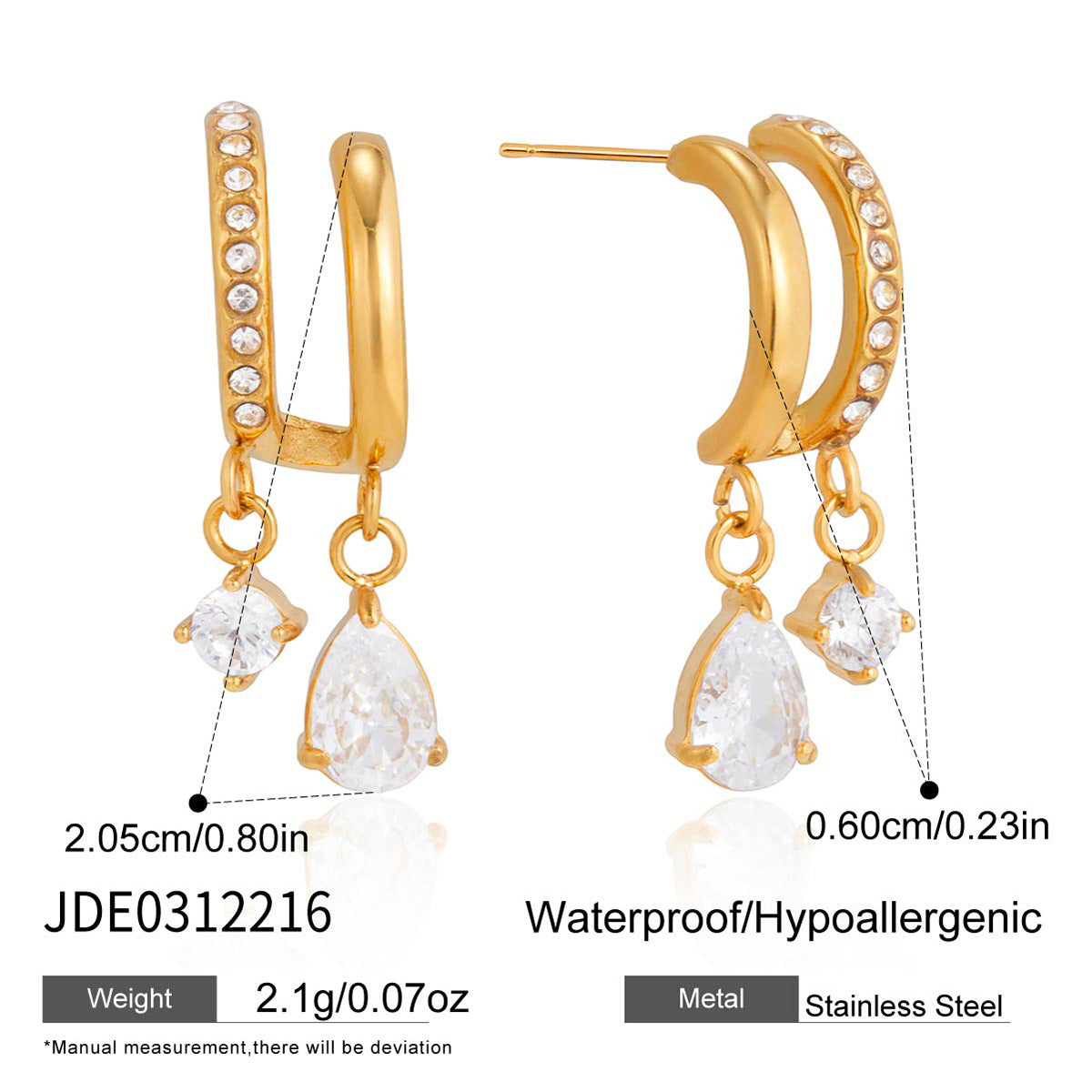 Damen Ohrhänger mit elegantem Tropfenstein und funkelnden Zirkonia Shop Nory