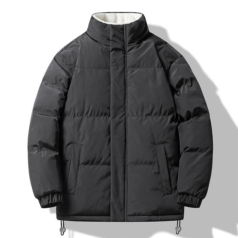 Herren weit geschnittene wattierte Steppjacke mit hochschließendem Kragen und Sherpa-Innenkragen Shop Nory
