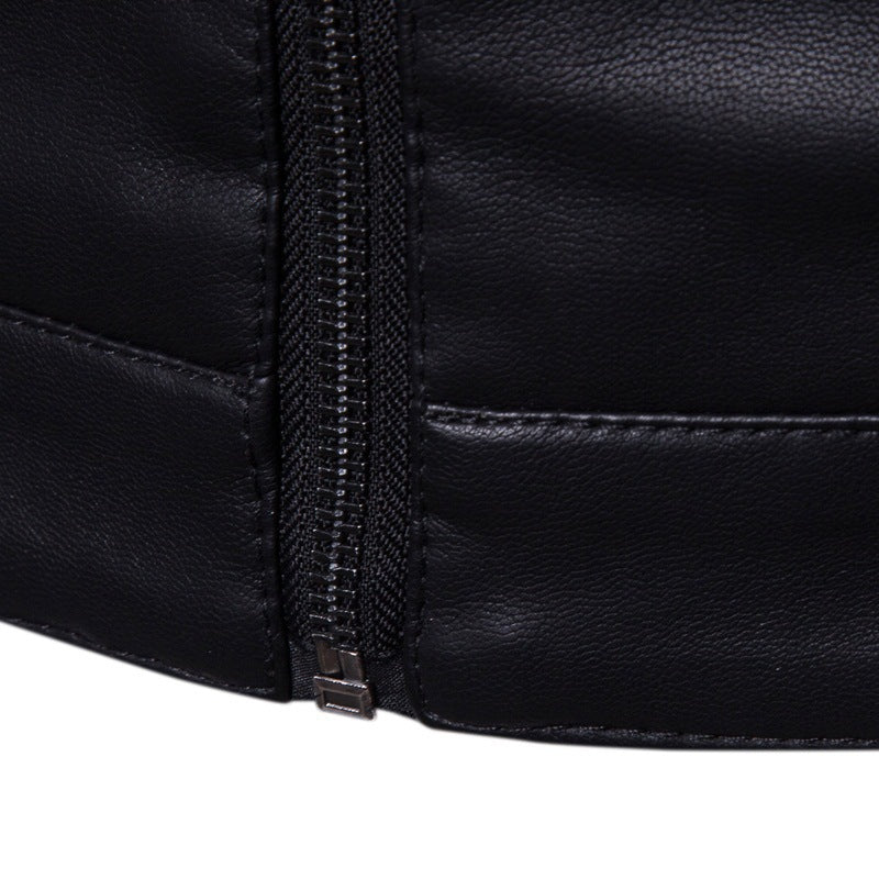 Herren Slim-Fit Kunstleder-Motorradblouson mit Stehkragen und ergonomischer Schultersteppung Shop Nory