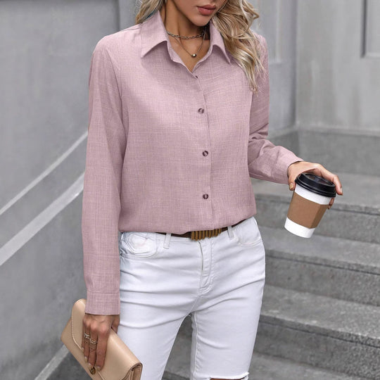 Damen Leichte Hemdbluse aus Leinenoptik mit klassischem Kragen und geradem Schnitt Shop Nory