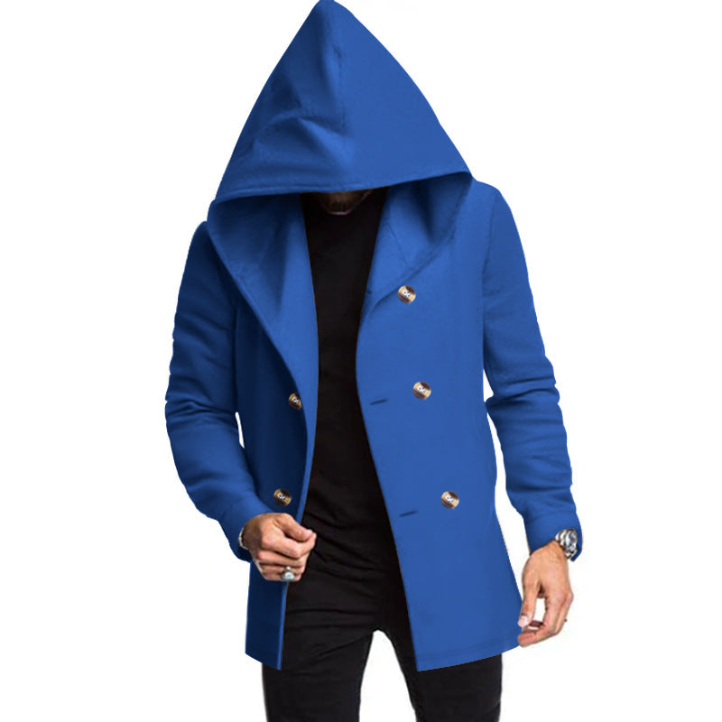 Herren Kapuzenmantel mit übergroßer Kapuze und Doppelknopf-Leiste Shop Nory
