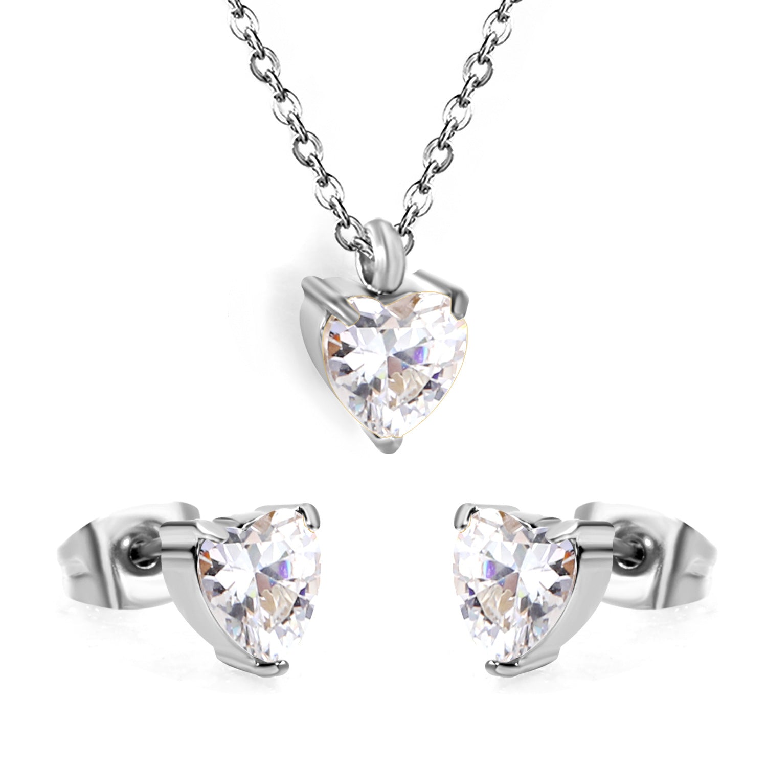 Damen Schmuckset mit filigraner Herz-Halskette und passenden Ohrsteckern Shop Nory