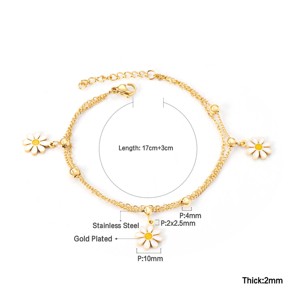 Damen schmückendes Armband mit verspieltem Margaritenmotiv und hochwertiger Edelstahloberfläche Shop Nory