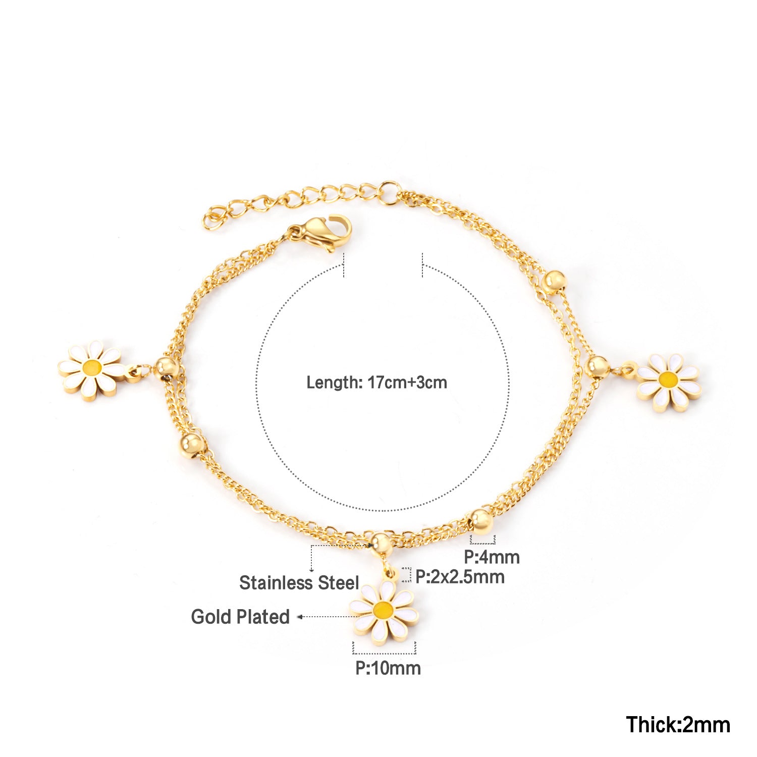 Damen schmückendes Armband mit verspieltem Margaritenmotiv und hochwertiger Edelstahloberfläche Shop Nory