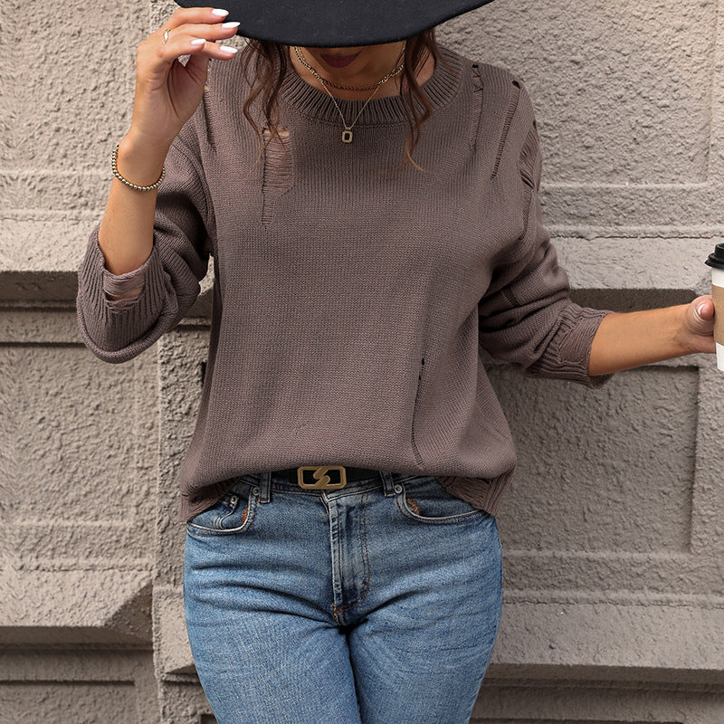 Damen Modischer Pullover mit besonderen Ausschnitten Shop Nory