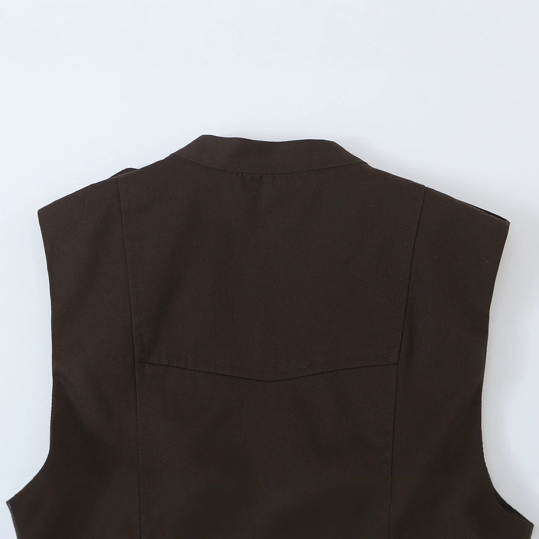 Damen Ärmelloses Blazerkleid im Trench‑Stil mit doppelreihiger Knopfleiste und ausgestelltem Saum Shop Nory