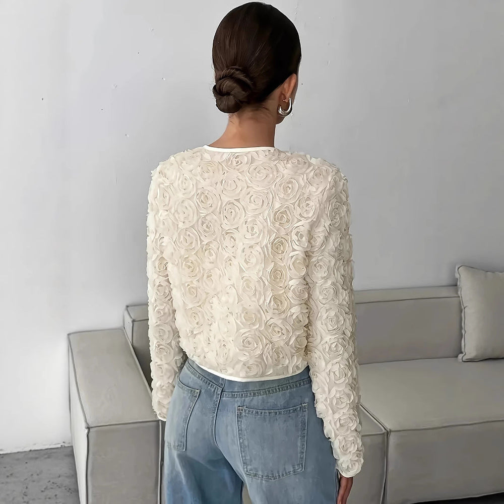 Damen Blütenapplikationen Jacke