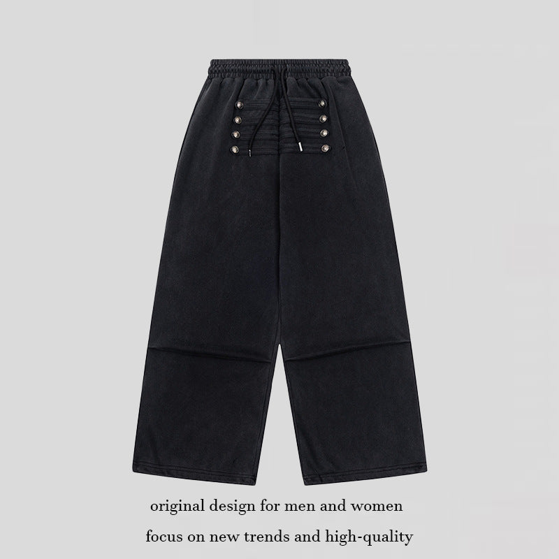 Damen Weite Culotte-Hose mit hohem Gummibund, Kordelzug und dekorativer Knopfblende Shop Nory