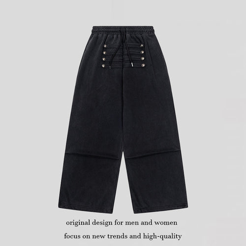 Damen Weite Culotte-Hose mit hohem Gummibund, Kordelzug und dekorativer Knopfblende Shop Nory