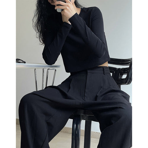 Damen Cropped-Basic-Longsleeve mit schmaler Passform und Rundhalsausschnitt Shop Nory