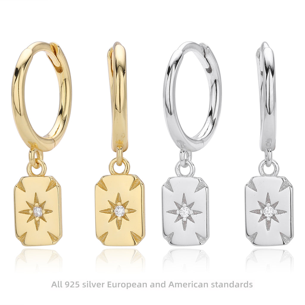 Damen Ohrhänger mit Zirkon-Anhänger und hochwertiger 925 Sterling Silberfassung Shop Nory