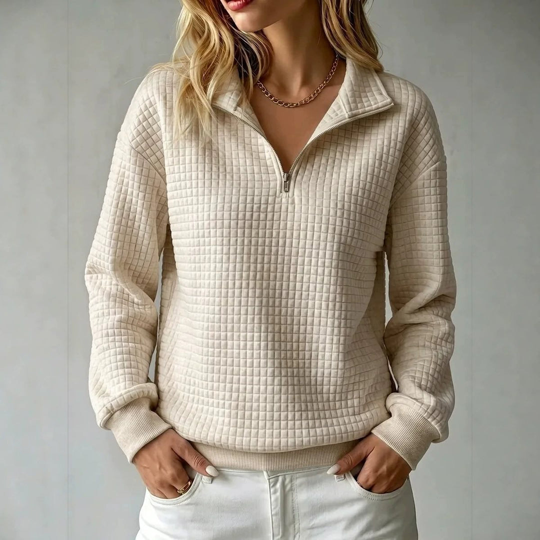 Damen Stepp-Fleece-Pullover mit halbem Reißverschluss und Stehkragen Shop Nory