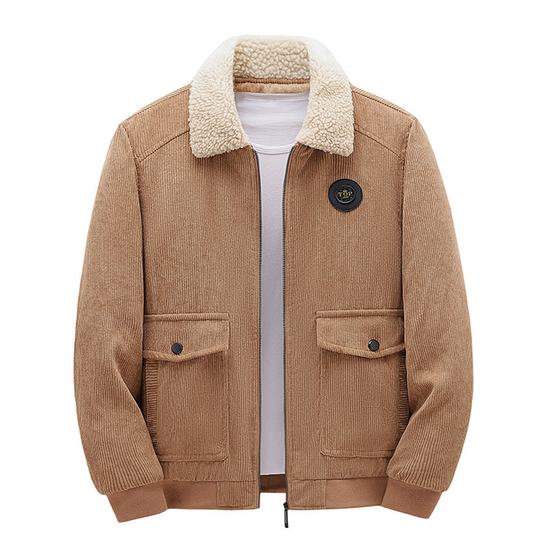Herren Lässige Cordjacke mit Teddykragen Shop Nory