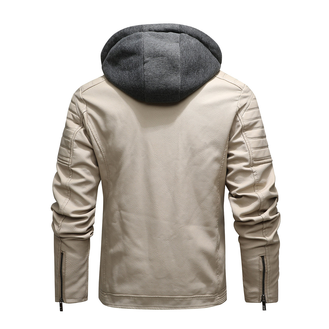 Herren Bikerjacke aus Kunstleder mit Teddyfutter und Kapuzeneinsatz Shop Nory