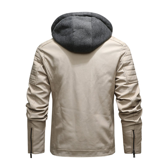 Herren Bikerjacke aus Kunstleder mit Teddyfutter und Kapuzeneinsatz Shop Nory