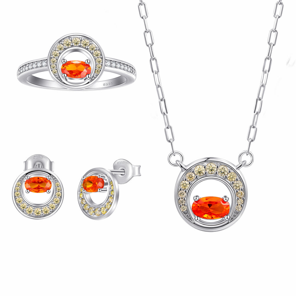 Damen Halskette mit funkelndem, ovalem Hauptstein und elegantem Zirkonia-Rahmen Shop Nory