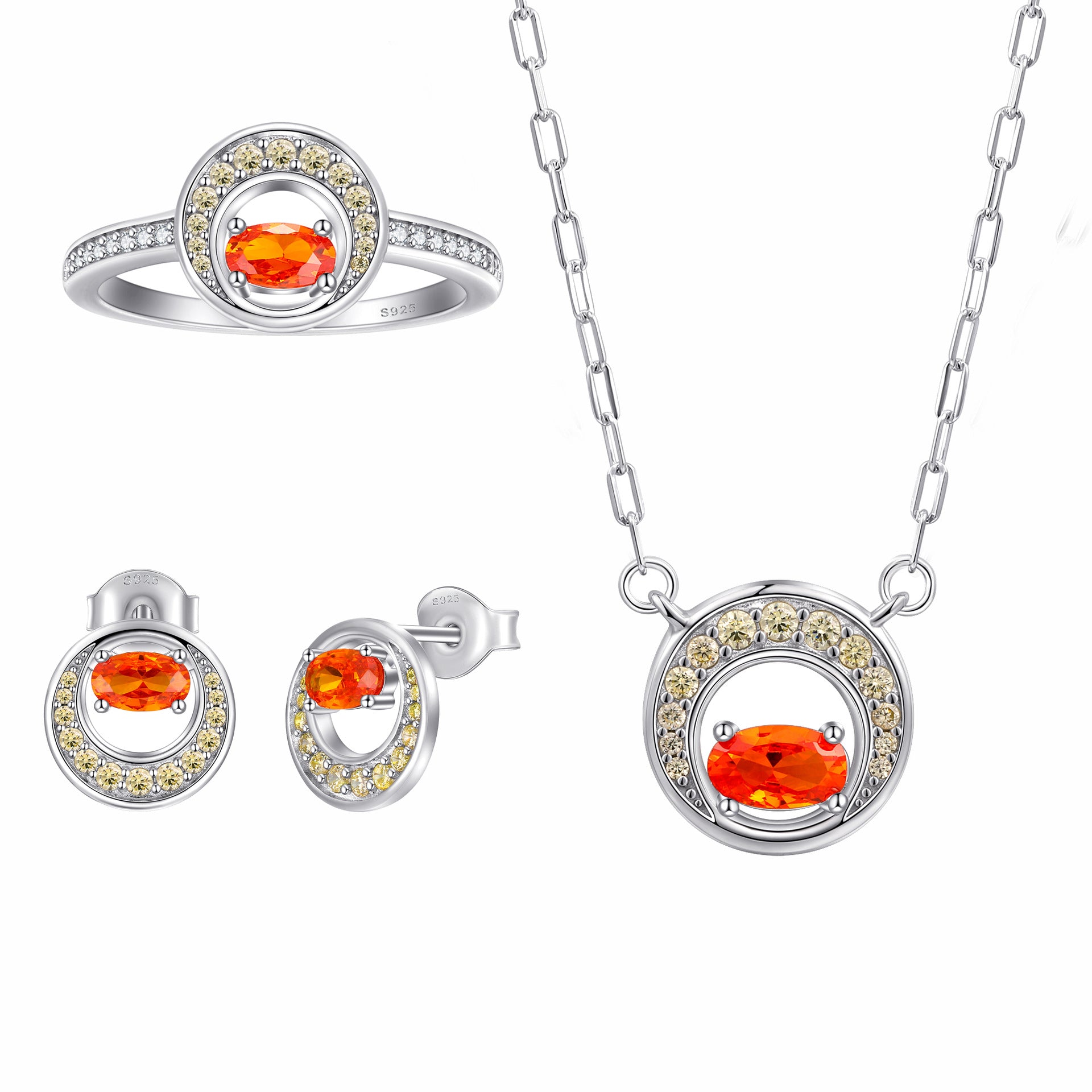 Damen Halskette mit funkelndem, ovalem Hauptstein und elegantem Zirkonia-Rahmen Shop Nory