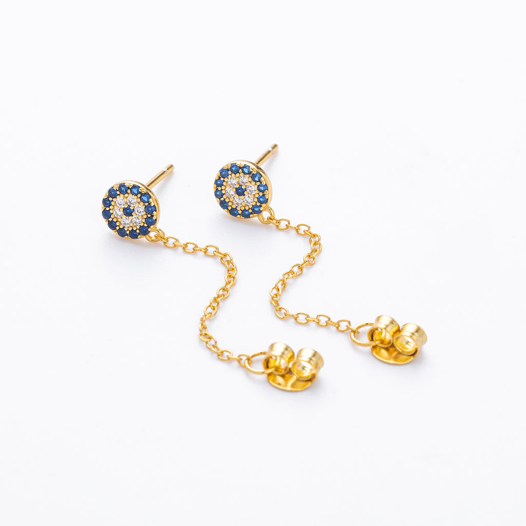 Damen Ohrhänger mit luxuriösem Zirkon-Besatz und feiner Kettendetail Shop Nory
