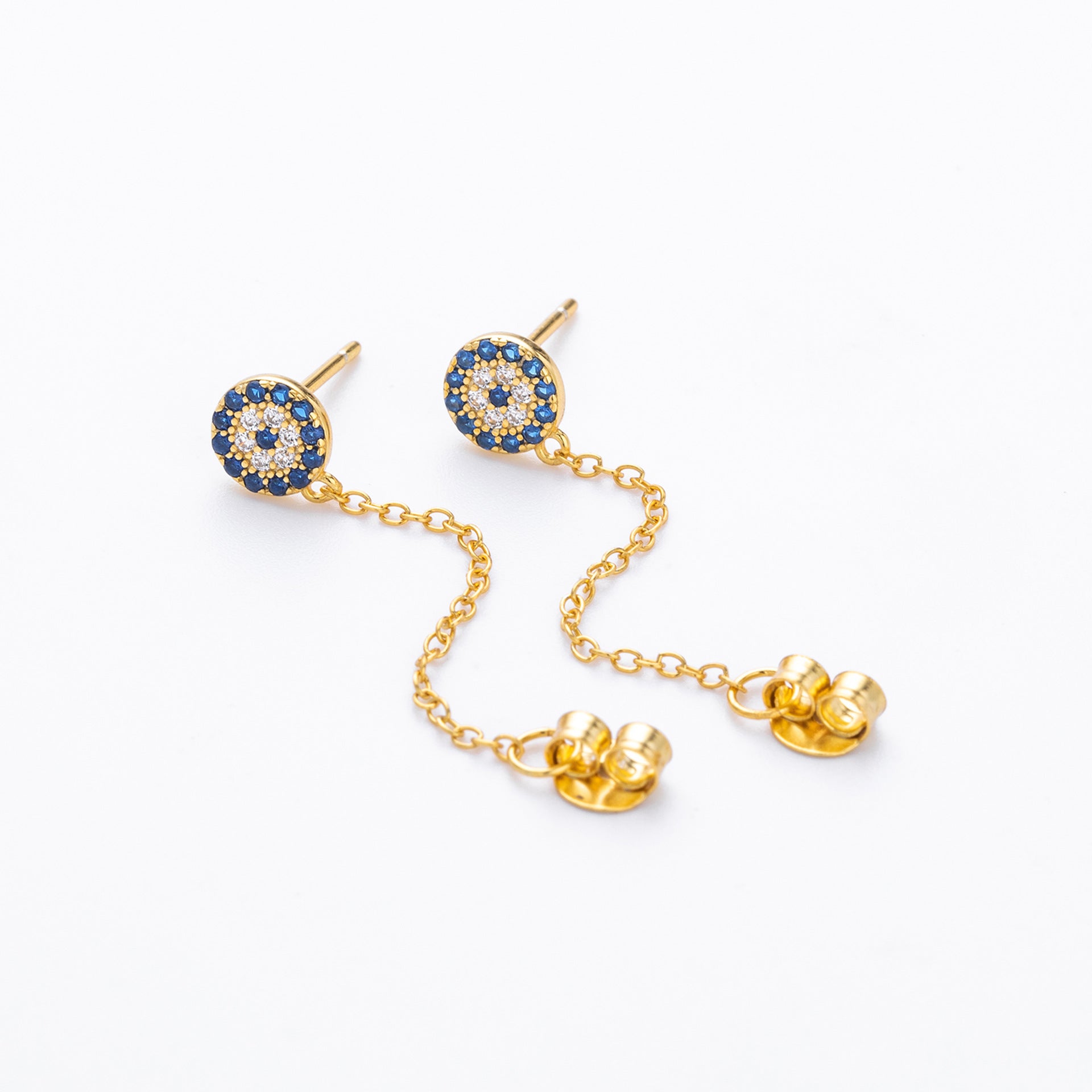 Damen Ohrhänger mit luxuriösem Zirkon-Besatz und feiner Kettendetail Shop Nory