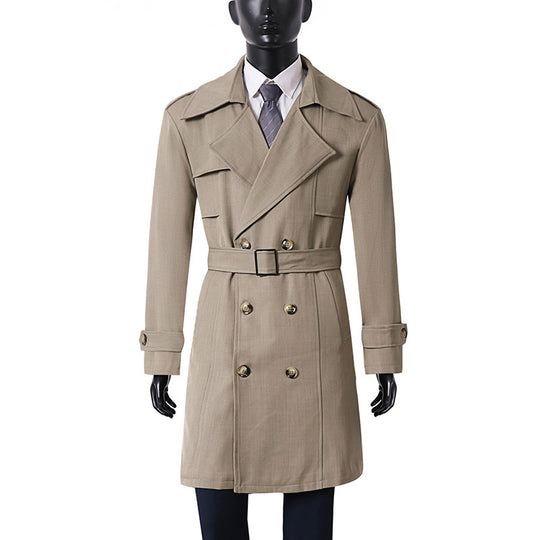 Damen Doppelreihiger Trenchcoat mit weitem Schalkragen und Epauletten Shop Nory