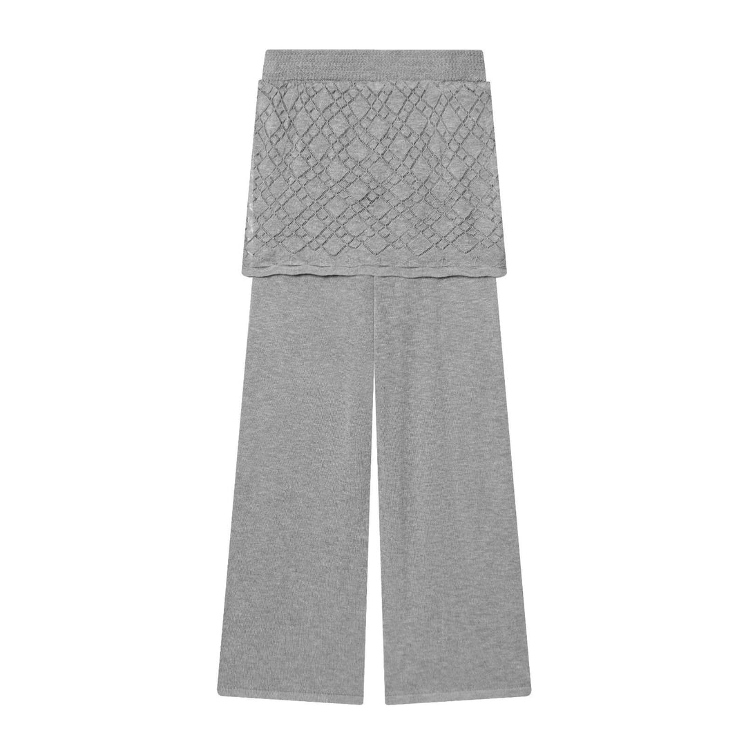 Damen Leichtes Feinstrick-Loungewear-Set mit Rundhalsausschnitt und weiter Palazzo-Hose Shop Nory