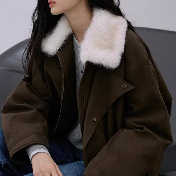 Damen Modische und bequeme Übergangsjacke mit Teddykragen Shop Nory