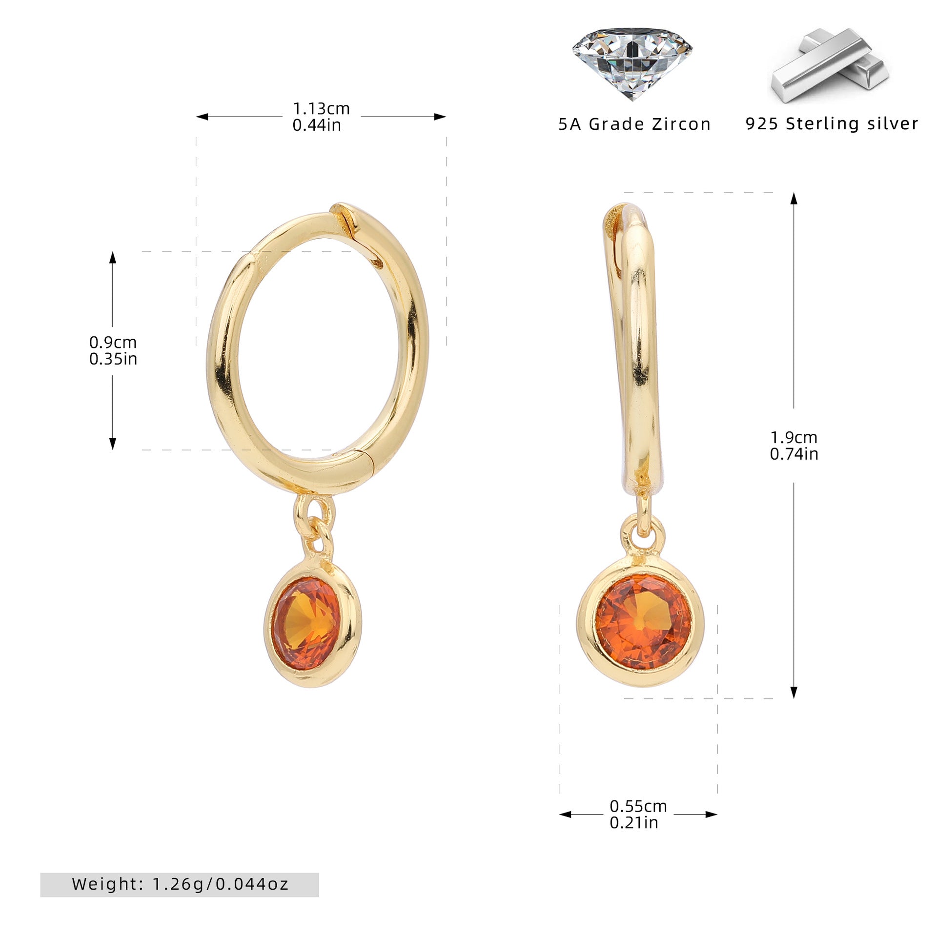 Damen Ohrhänger mit Smoky Zirkon-Anhängern aus hochwertigem 925 Sterling Silber Shop Nory
