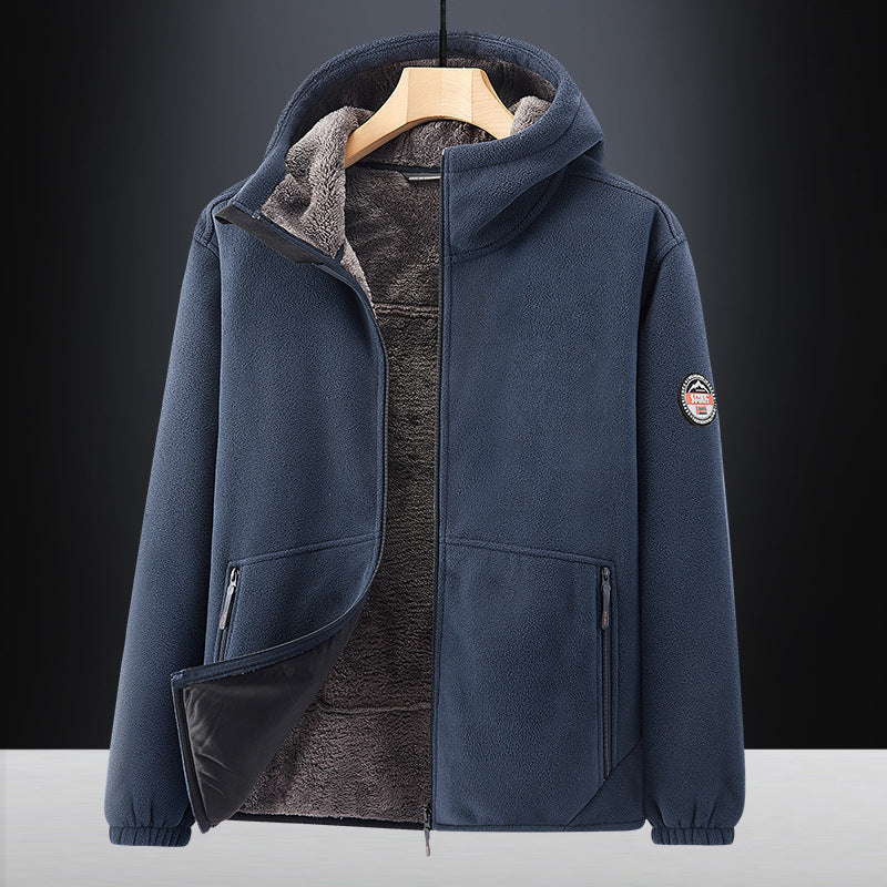 Herren Isolierte Fleece-Hoodiejacke mit Sherpa-Innenfutter und Zwei-Wege-Reißverschluss Shop Nory