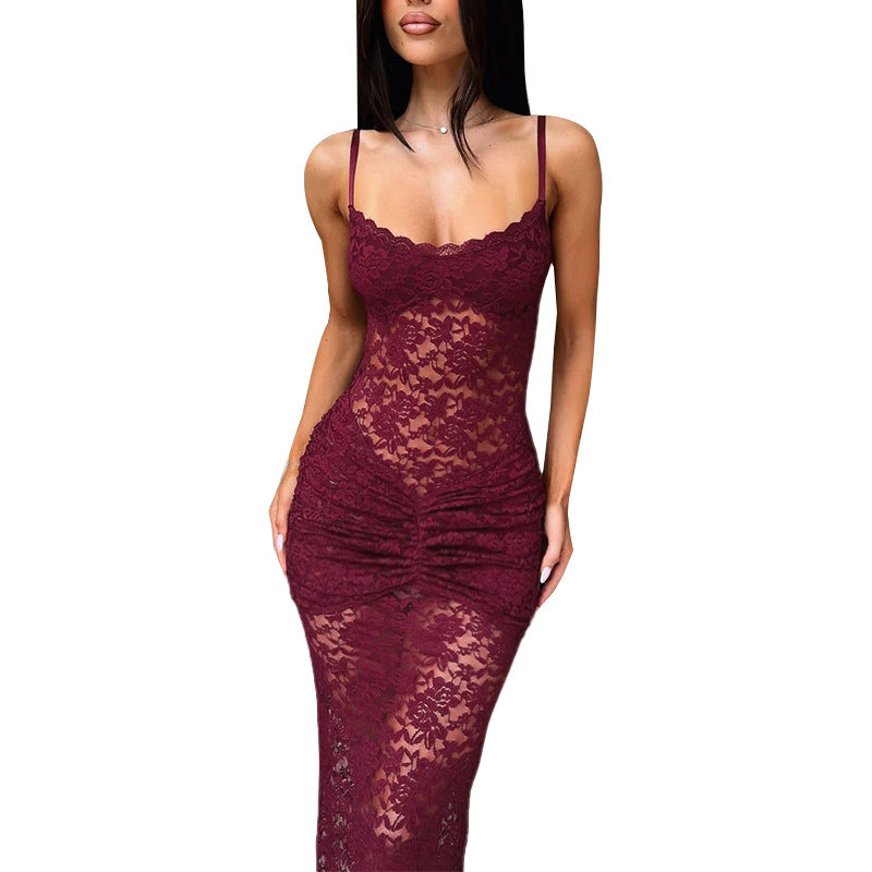 Damen Spitzen-Maxikleid mit raffiniertem Design