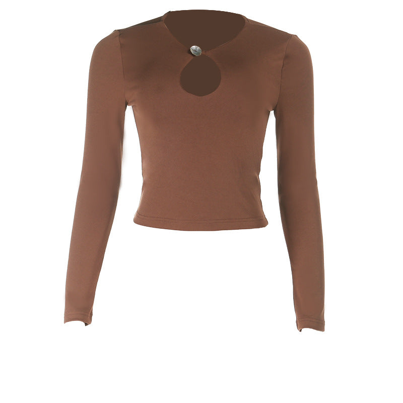 Damen Zweiteiliges figurbetontes Stretch-Set mit Langarm-Crop-Top und Hüft-Cut-out Rock Shop Nory