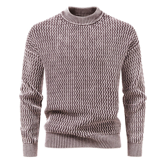 Herren Strukturierter Feinstrick-Pullover mit Stehkragen und Zickzackmuster Shop Nory