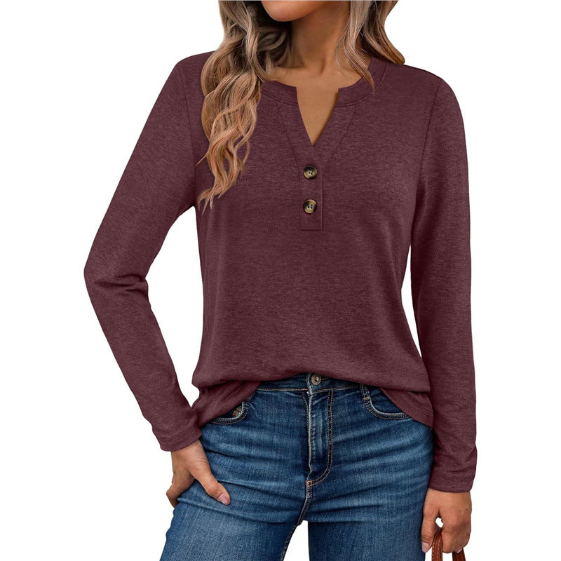 Damen Langarmshirt mit Knopfdetails