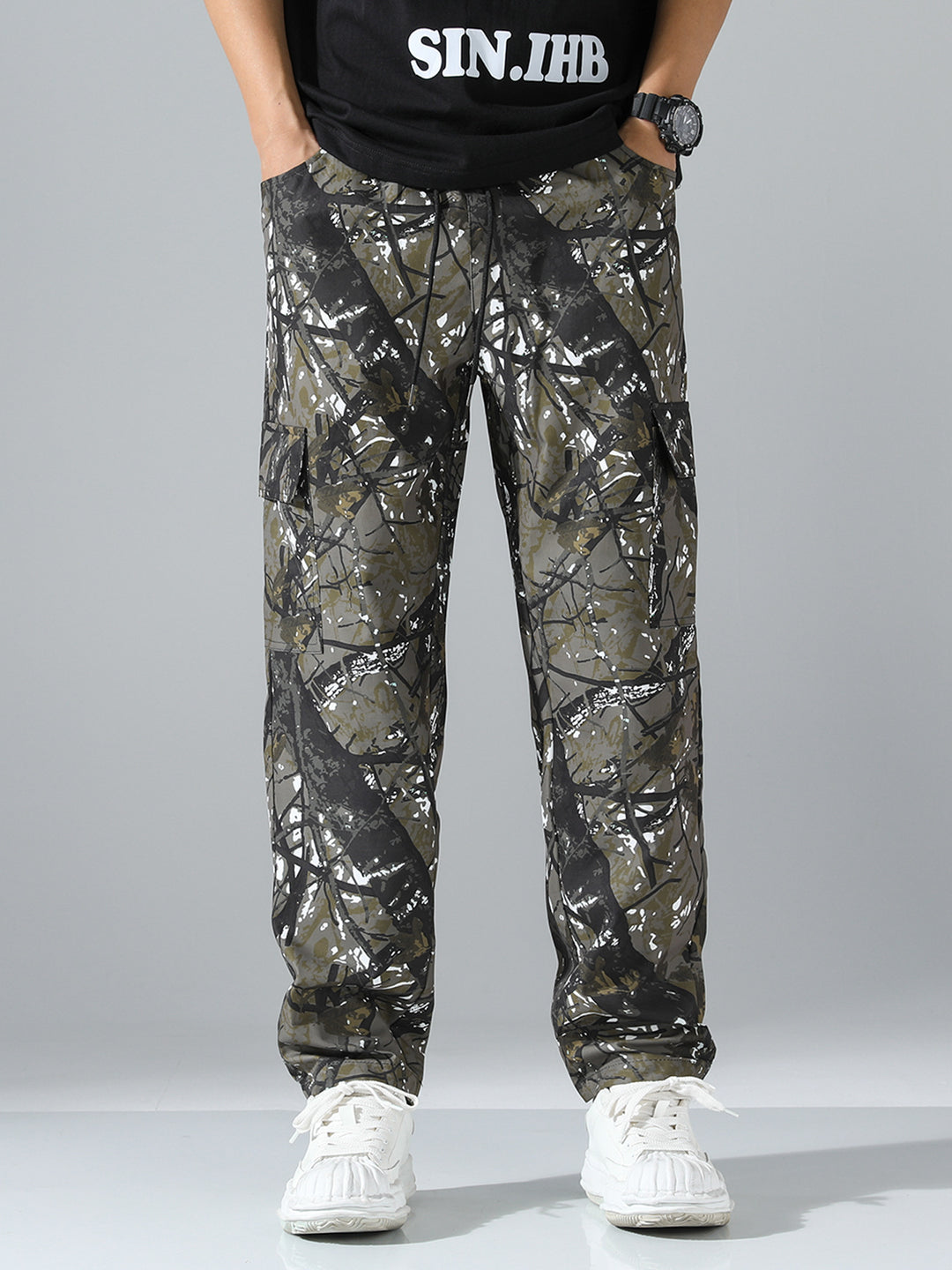 Herren Tapered Cargo-Jogginghose mit Multifachtaschen, Tunnelzug & Utility-Details Shop Nory