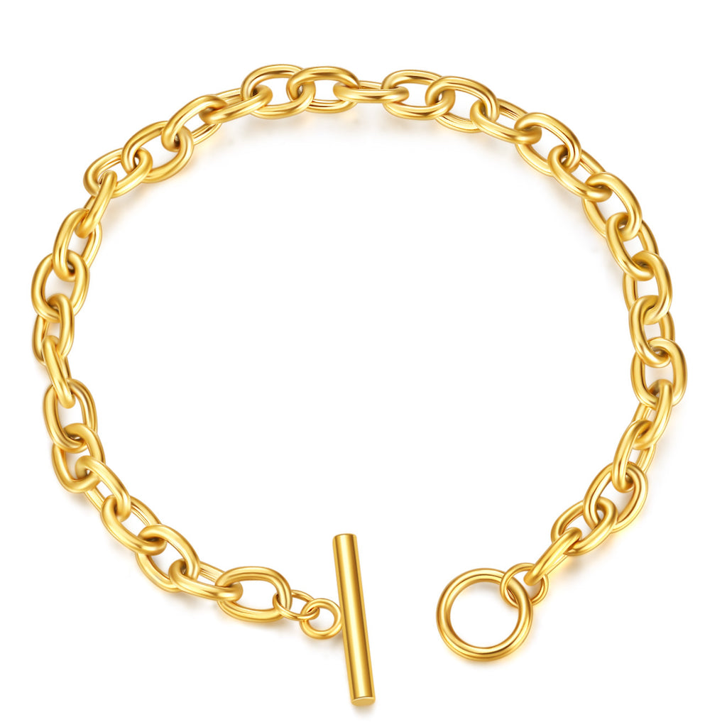 Damen Edelstahlarmband mit modernem Kettendesign und stilvollem Toggle-Verschluss Shop Nory